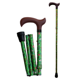 Canne de marche pliante décorée flore