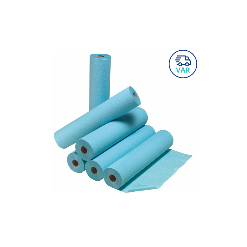Draps d'examen plastifiés bleu carton de 6