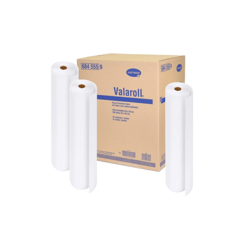 Draps d'examen lisses hartmann carton de 12 rouleaux livraison hors var